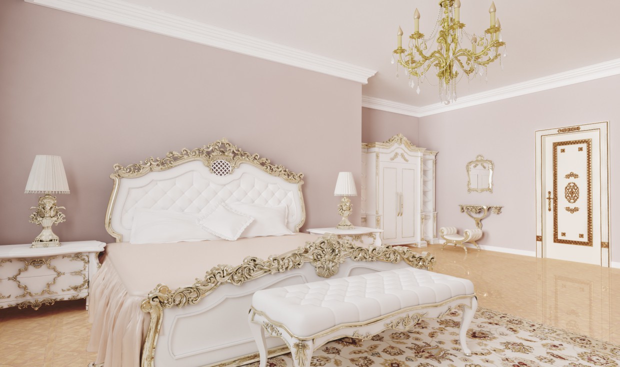 Klasik yatak odası in 3d max vray resim