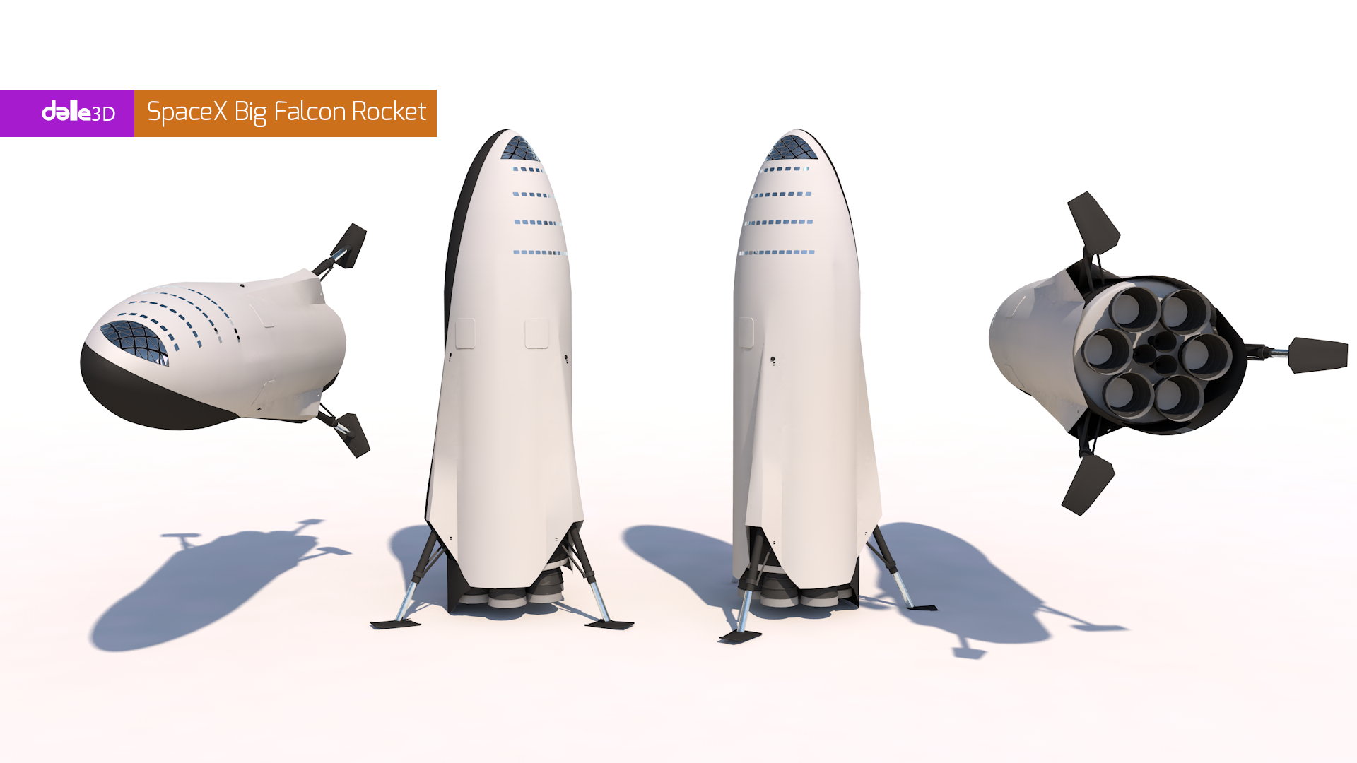 SpaceX Big Falcon Rocket in Cinema 4d maxwell render Bild