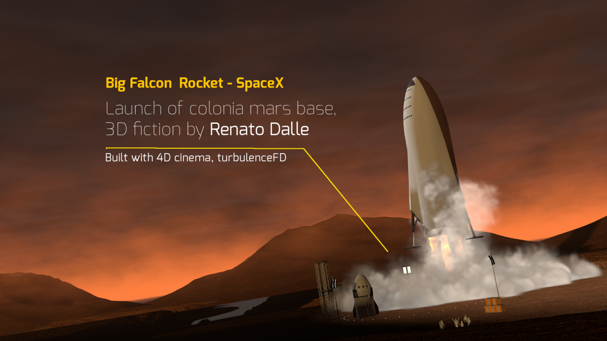 SpaceX Big Falcon Rocket dans Cinema 4d maxwell render image