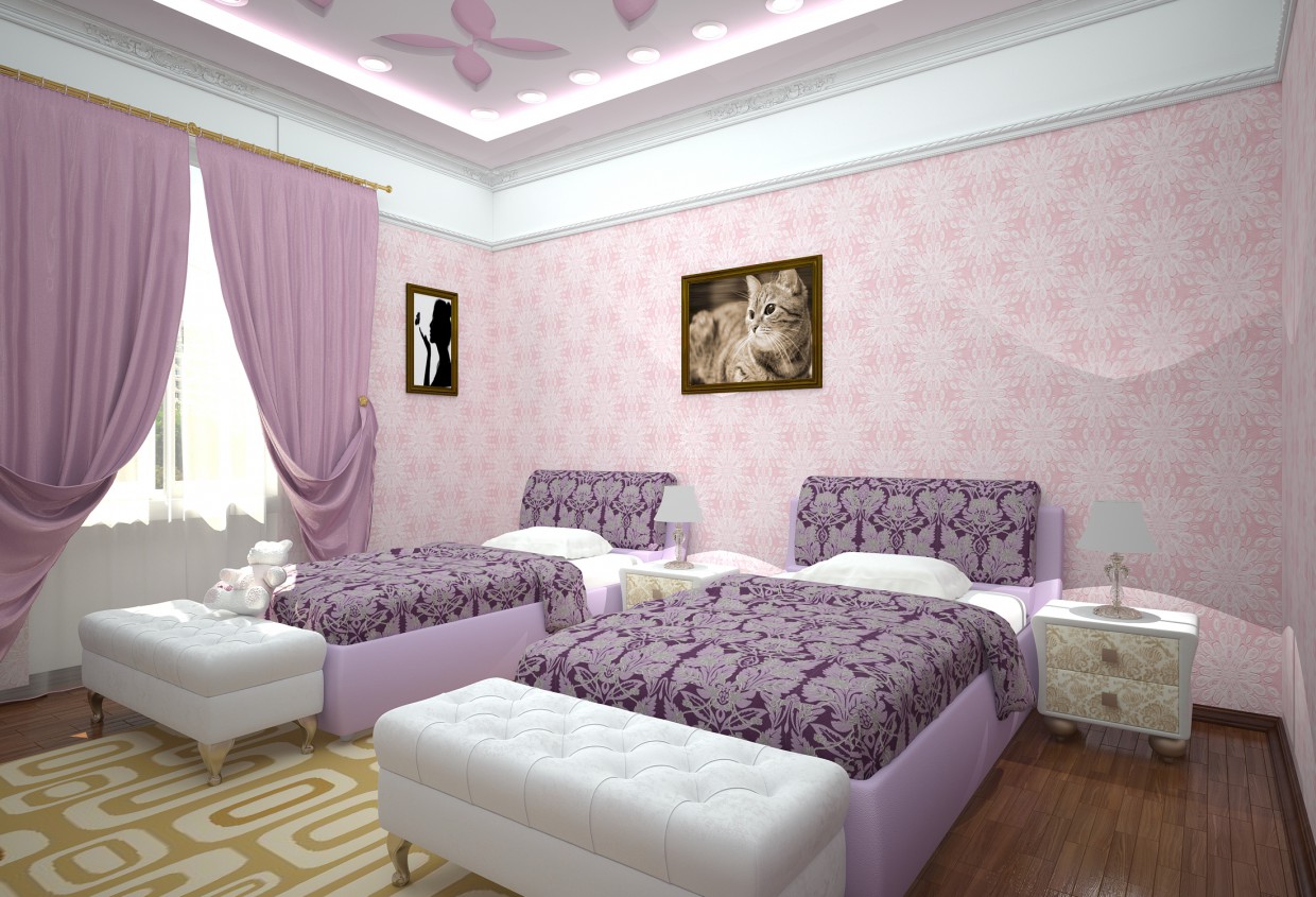 комната для девушек в 3d max vray изображение