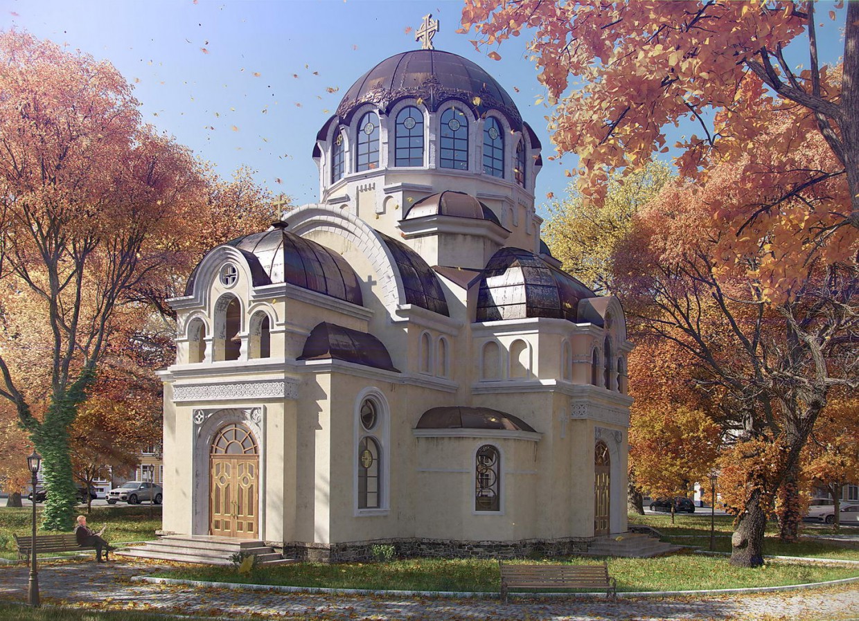 the church in 3d max vray image