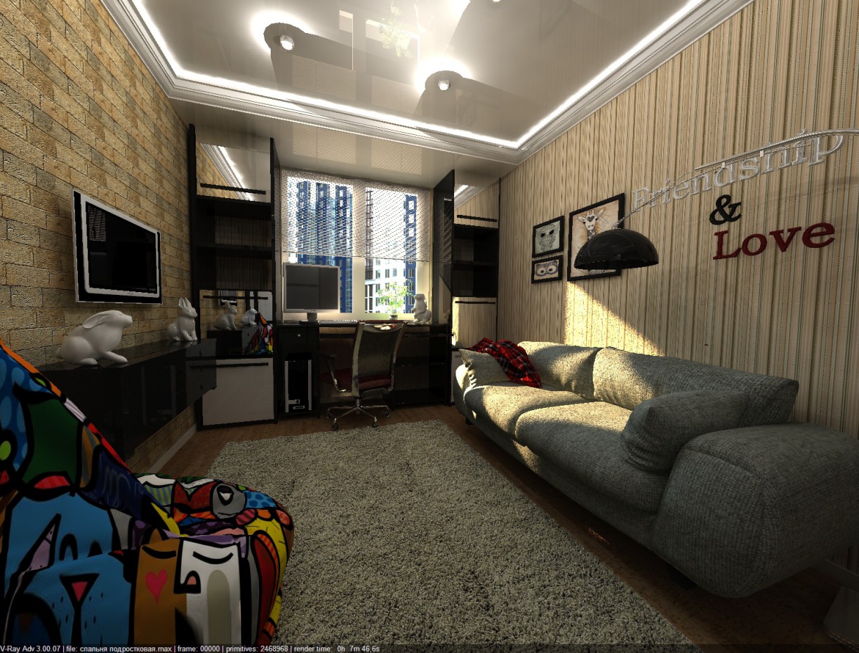 кімната для підлітка в 3d max vray 3.0 зображення