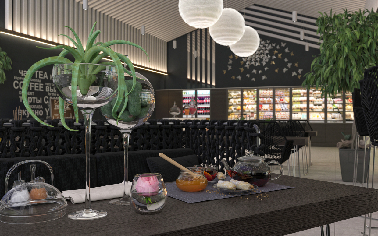 Кафе-пекарня. в 3d max corona render изображение