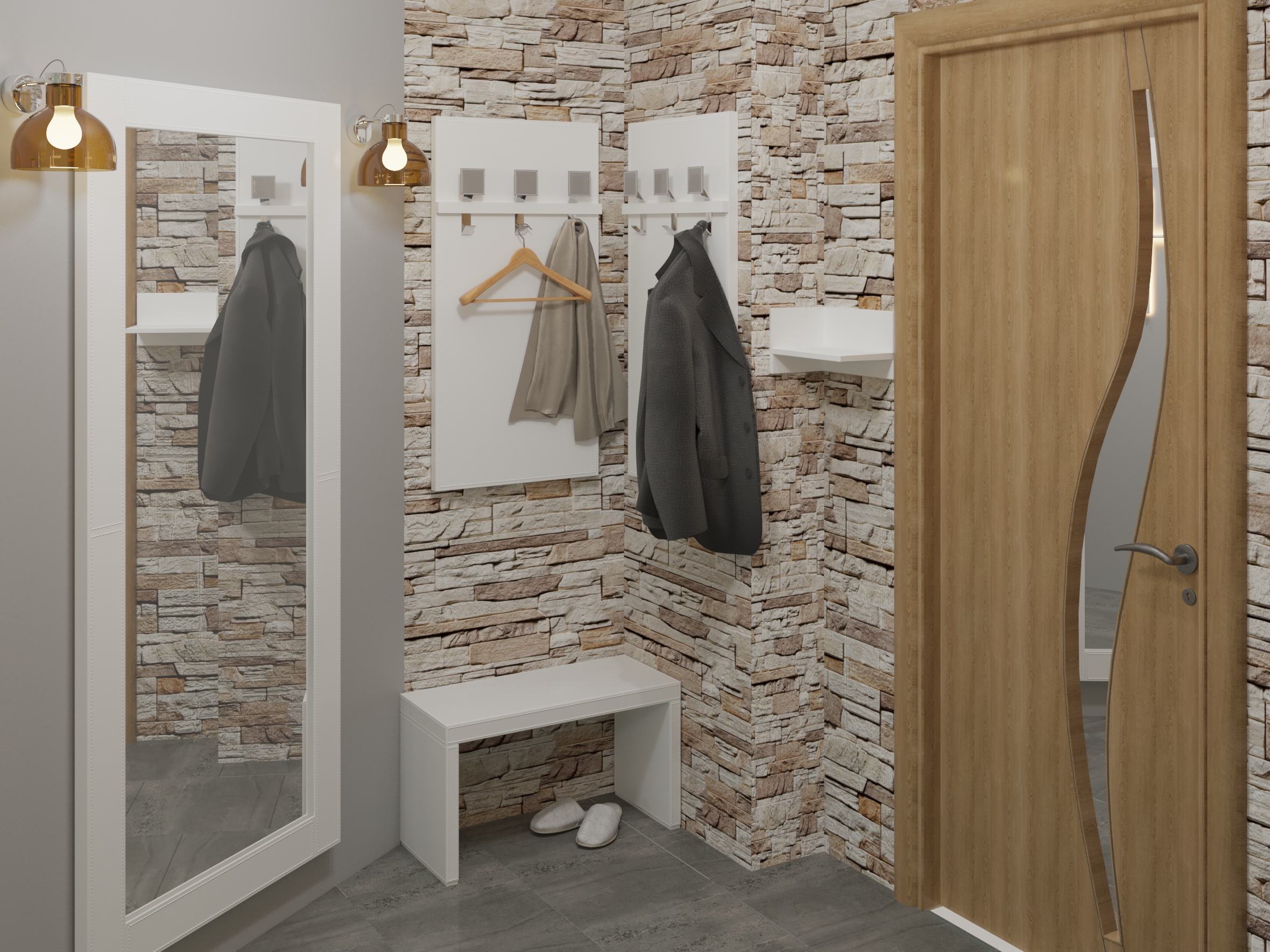 Однокомнатная квартира-студия в 3d max corona render изображение