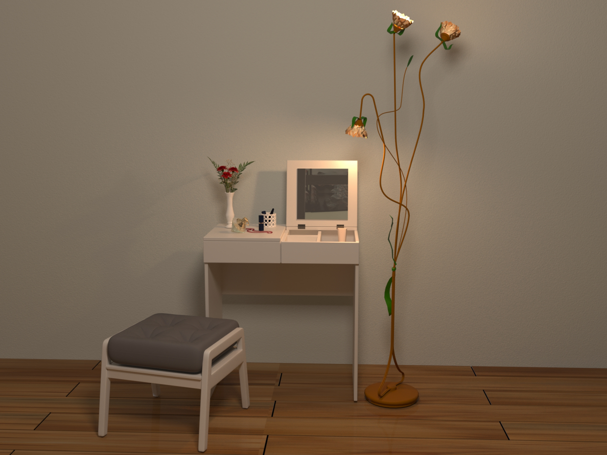 Туалетный столик и пуфик в 3d max corona render изображение