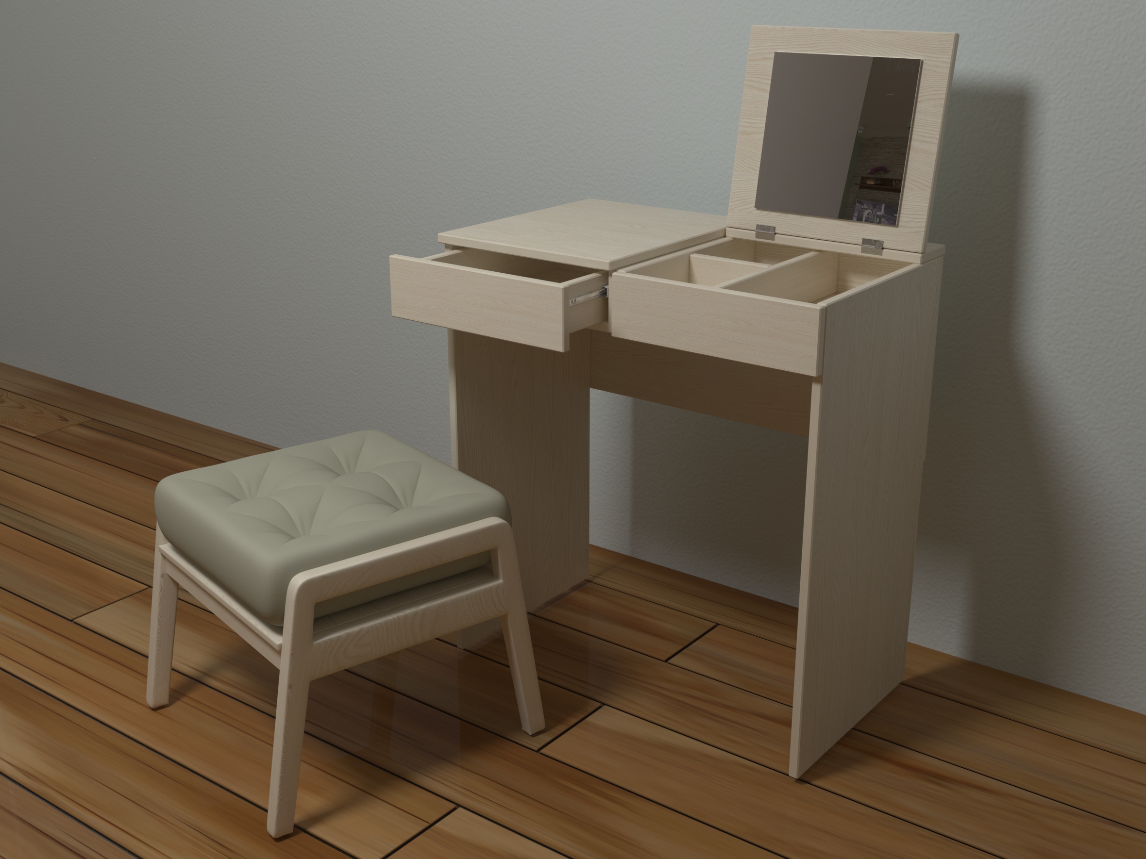 Туалетний столик та пуфік в 3d max corona render зображення