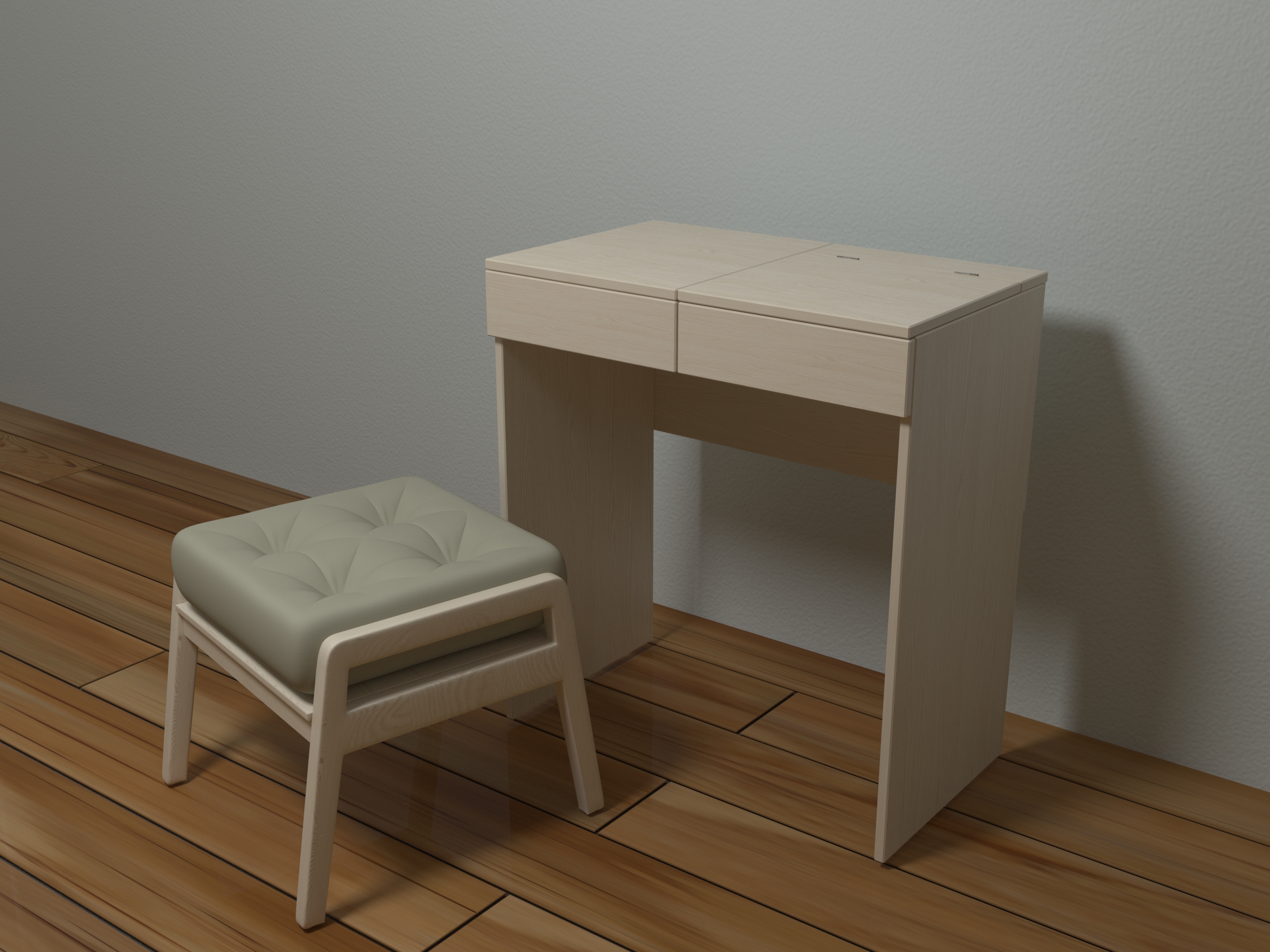 Dressing table and ottoman in 3d max corona render image