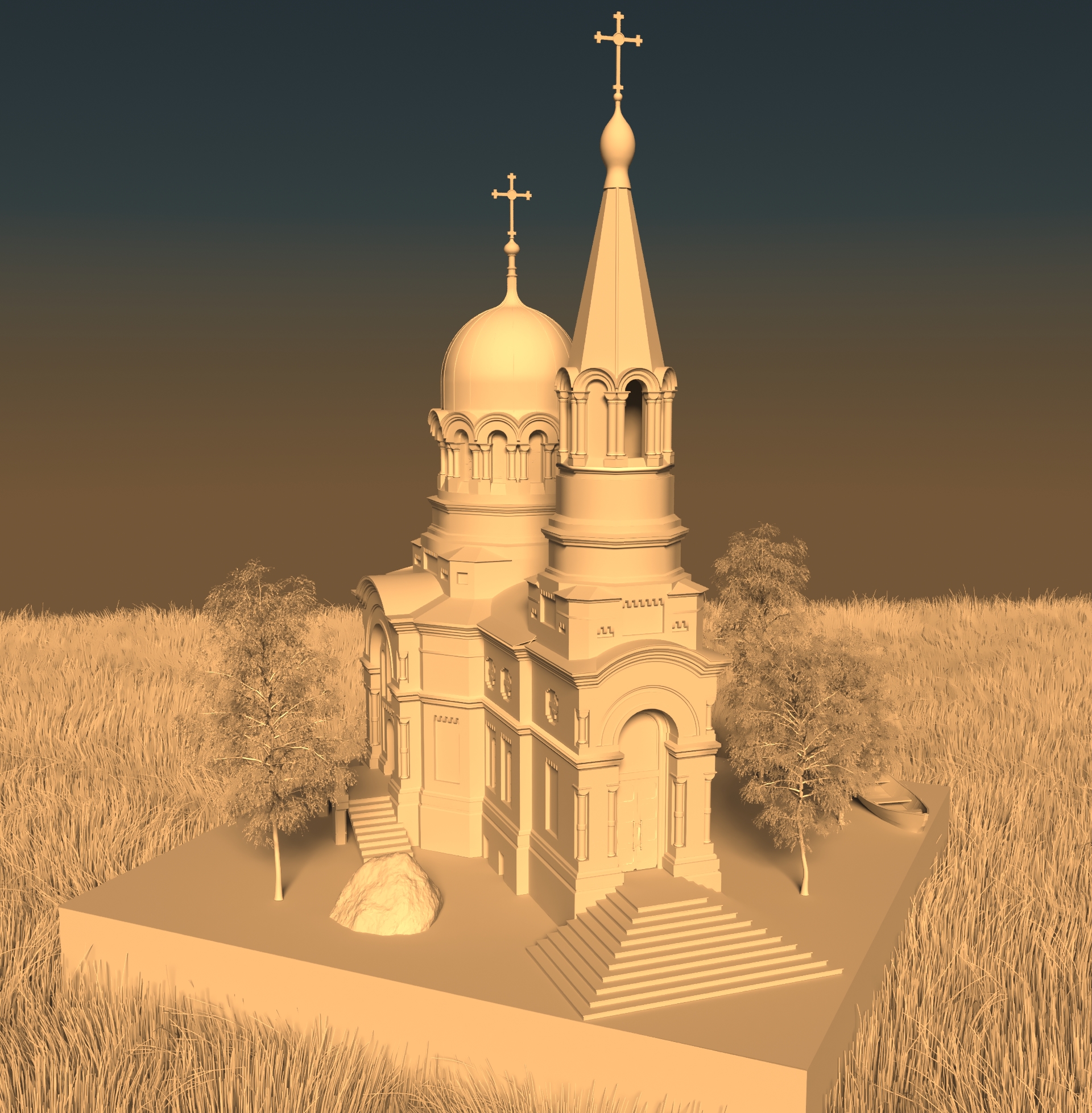 Подводная церковь в 3d max corona render изображение