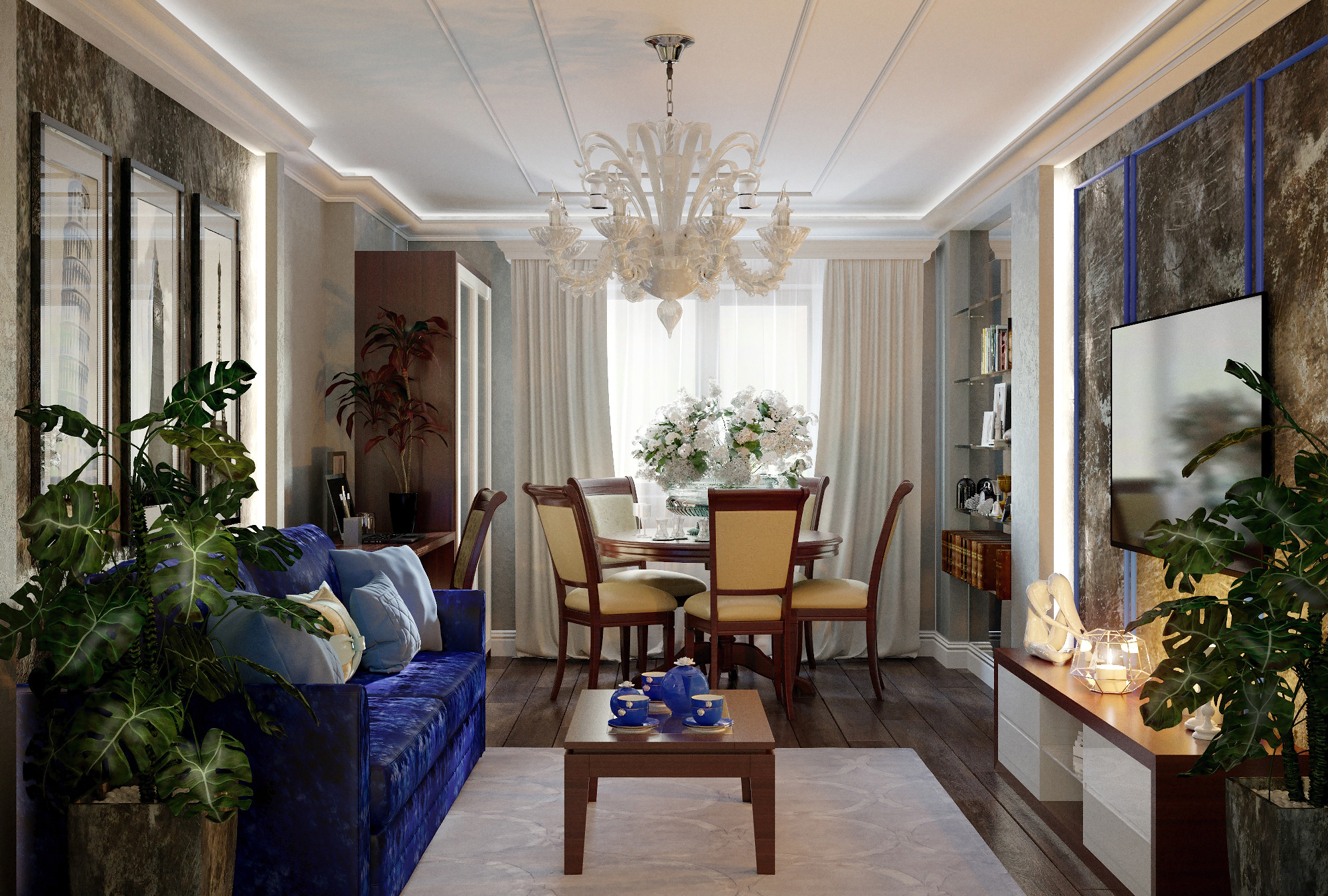 Дизайн интерьера гостиной в 3d max corona render изображение