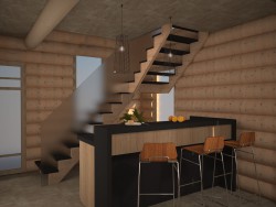 Wohnzimmer kombiniert mit Küche