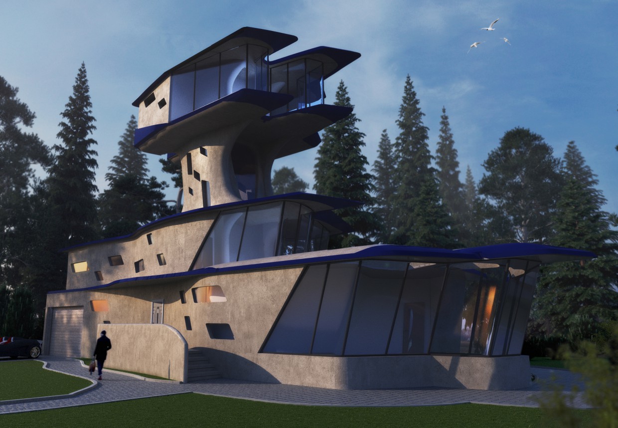 Курсовий проект "Малоповерховий житловий будинок" в 3d max corona render зображення