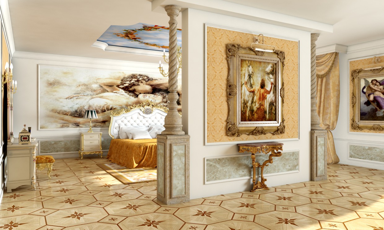 Bedroom renaissance in 3d max vray image