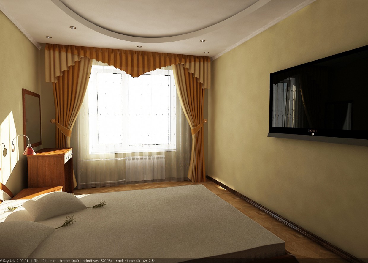 मेरा बेडरूम 3d max vray में प्रस्तुत छवि