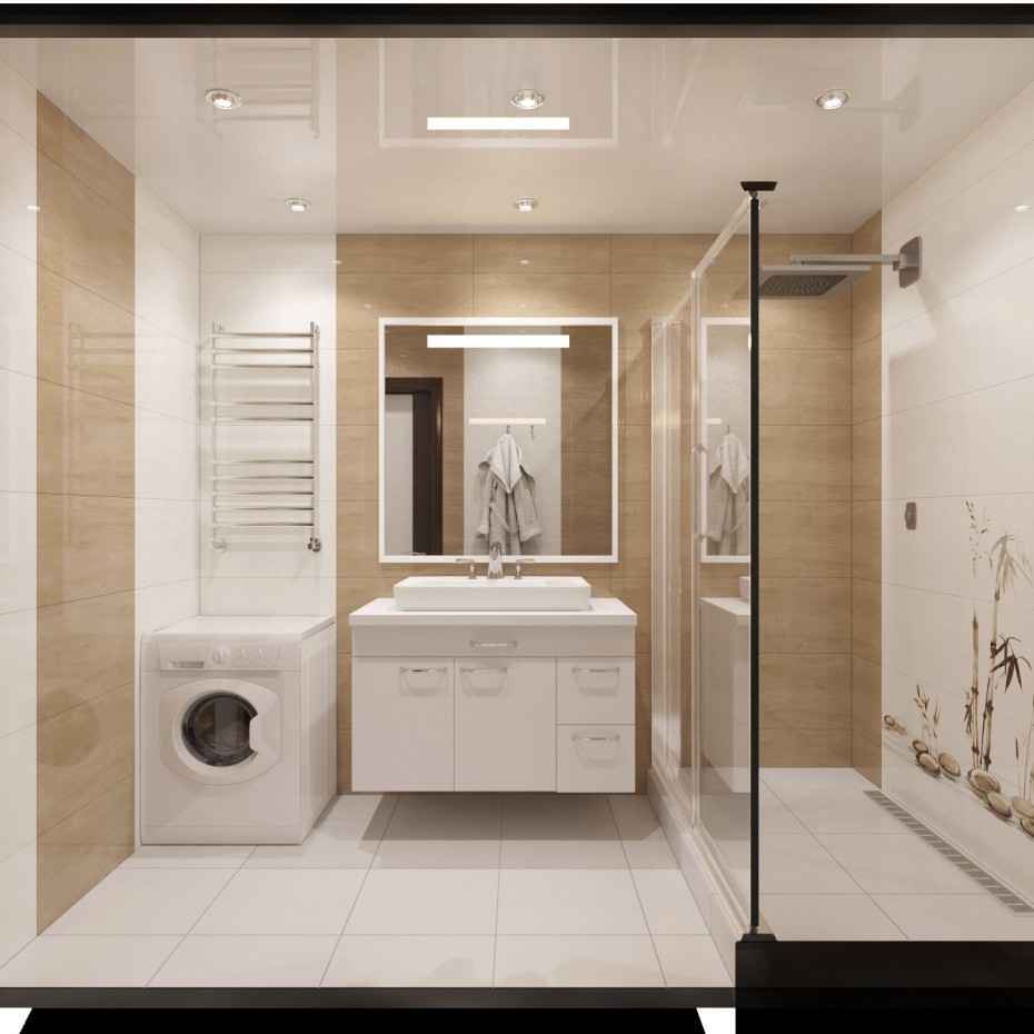 बाथरूम में 2 3d max corona render में प्रस्तुत छवि