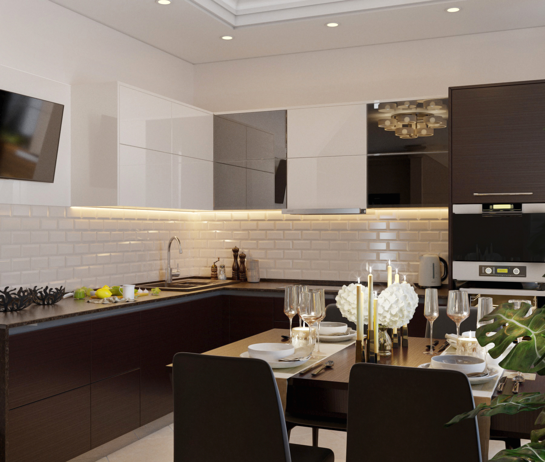 रसोई घर दालान 3d max corona render में प्रस्तुत छवि