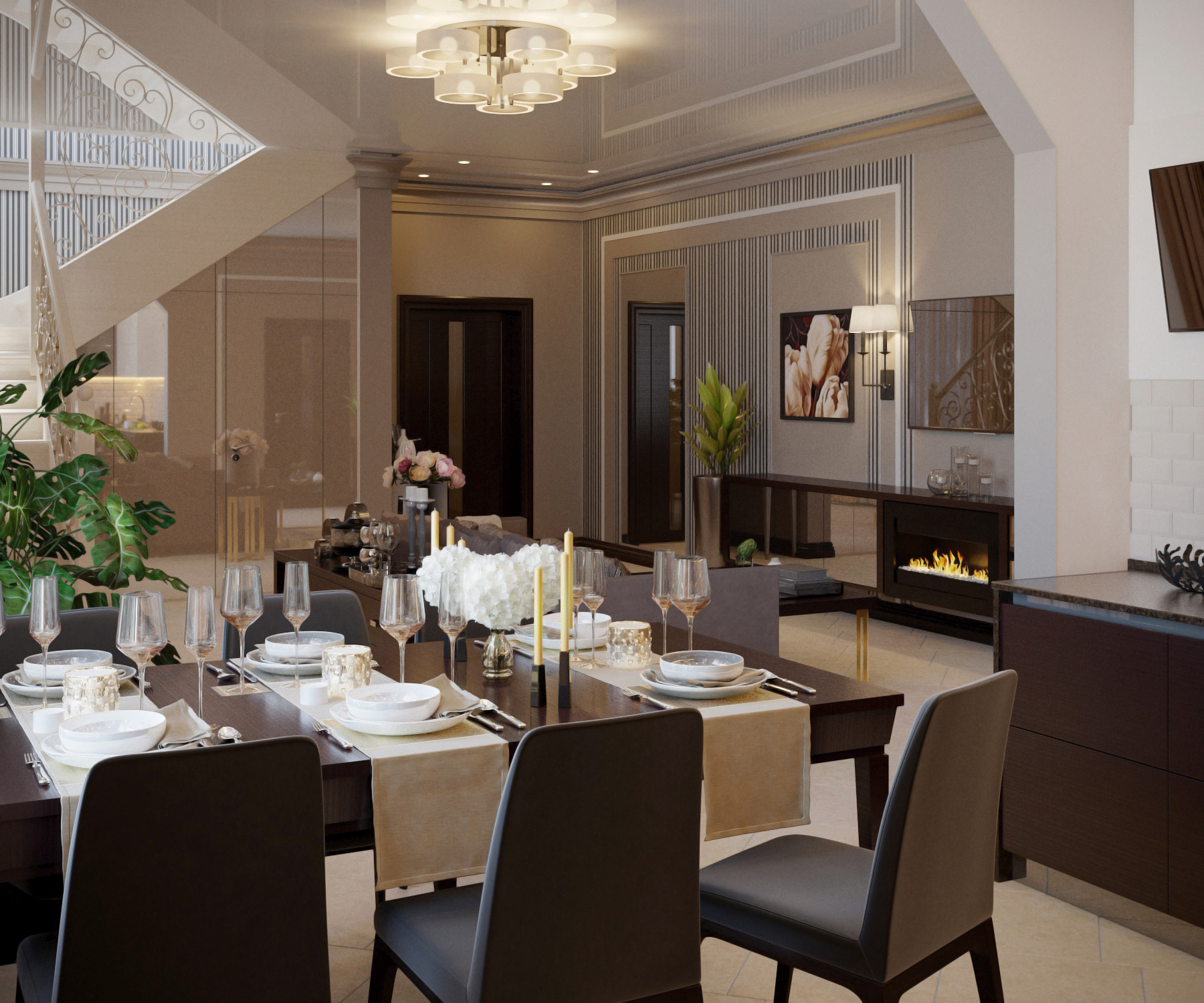 Кухня-вітальня в 3d max corona render зображення