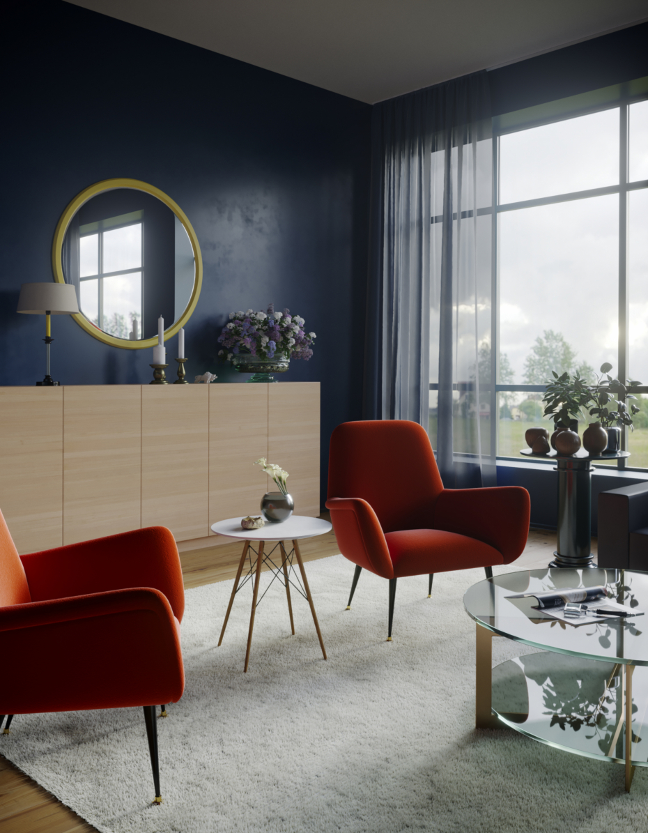 Blue Room in 3d max corona render Bild