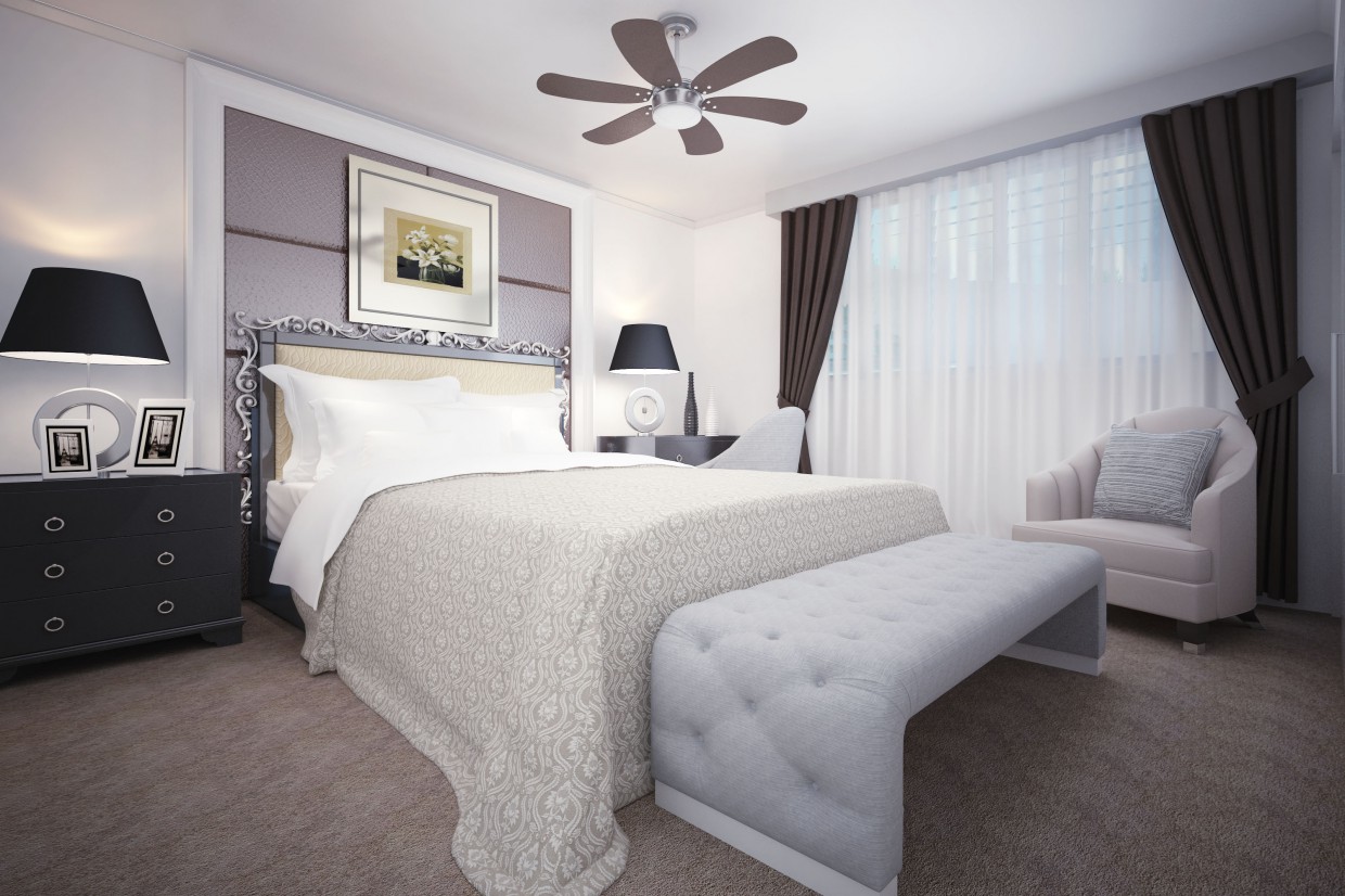 Современная спальня в 3d max vray изображение