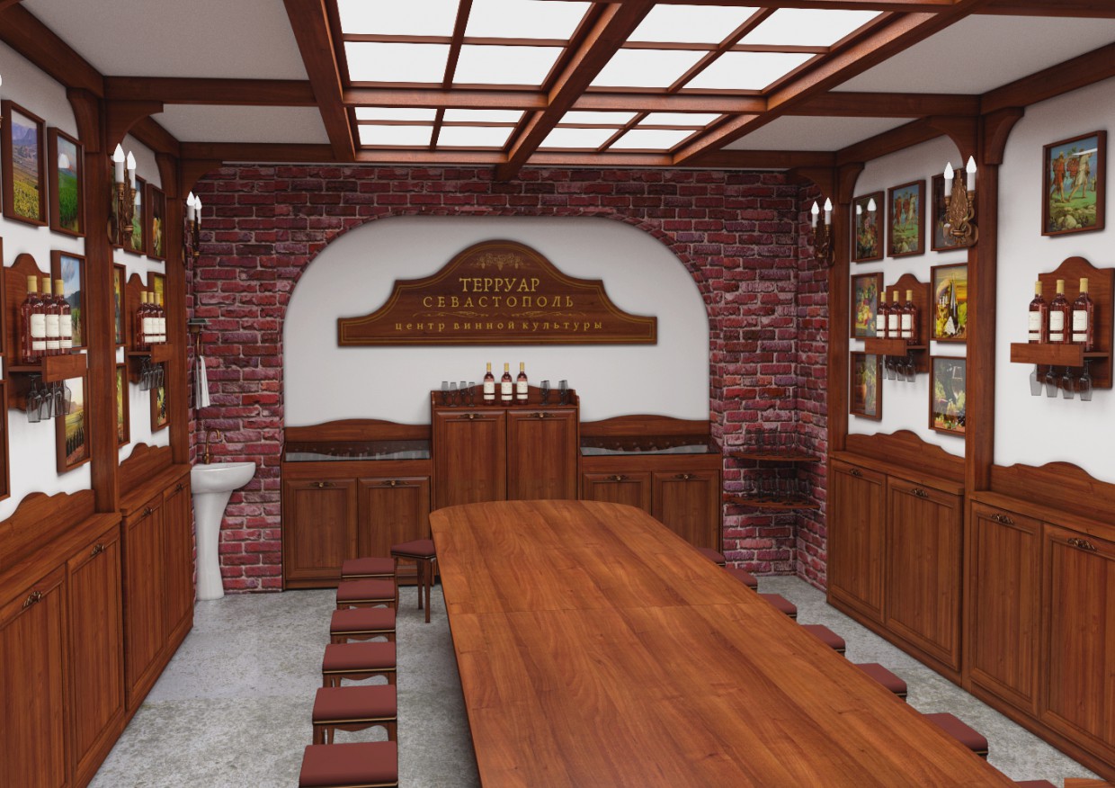 Center of wine culture, Sevastopol, degustacinnyj Hall in Blender cycles render image