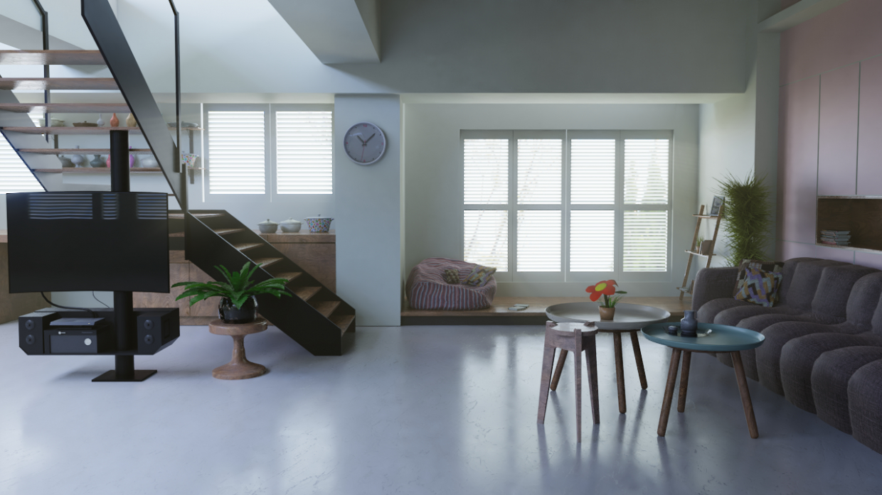 living room в Blender cycles render изображение