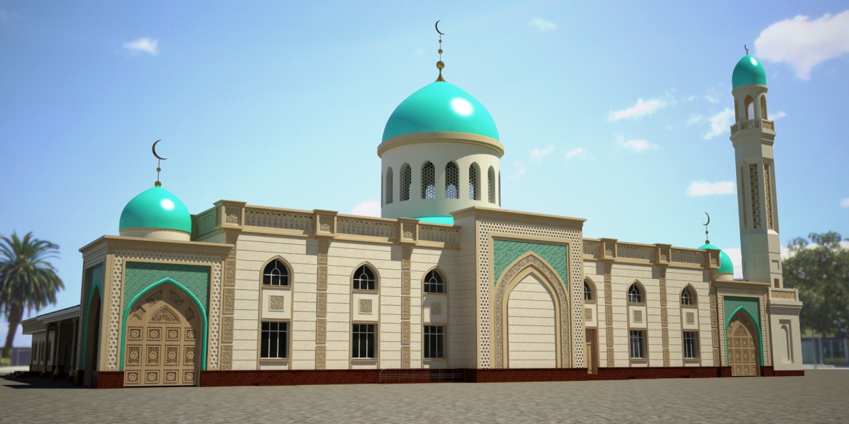 मस्जिद 3d max vray में प्रस्तुत छवि