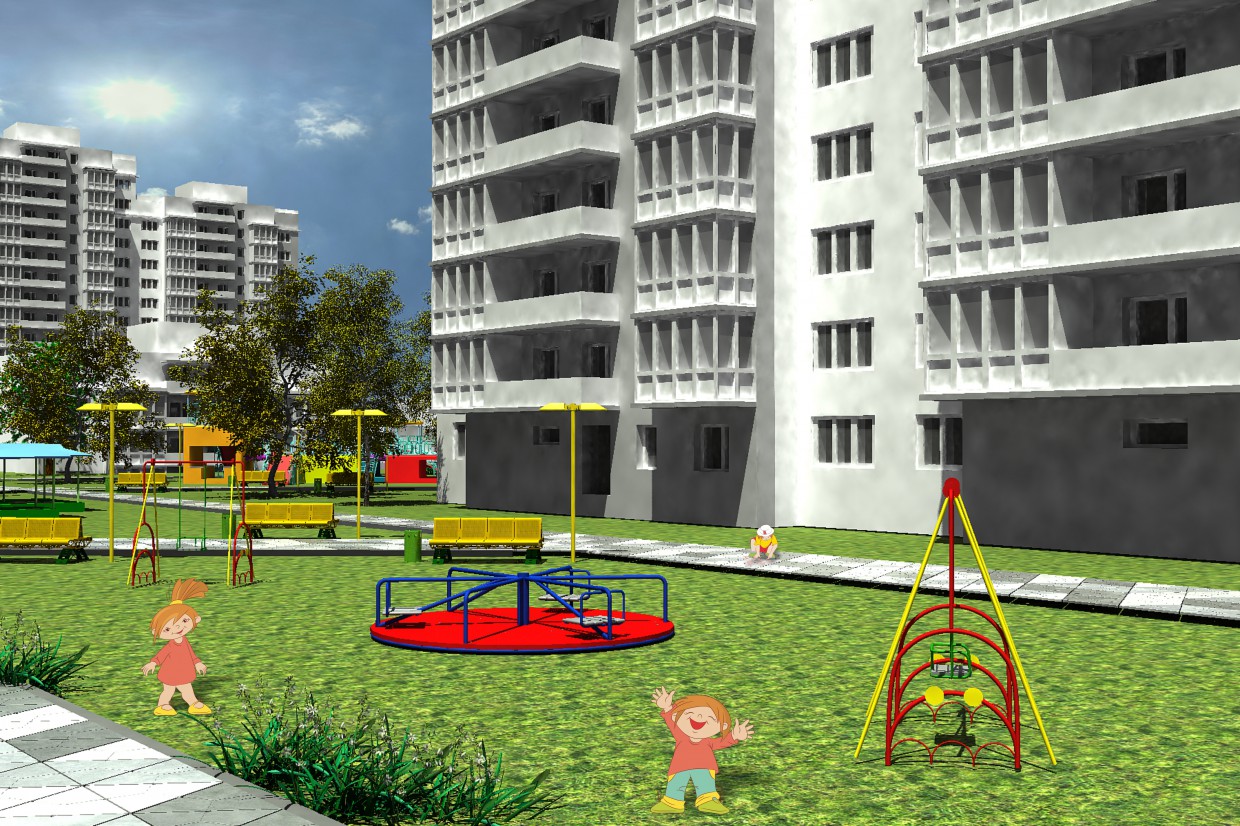 Children's playground in 3d max vray image