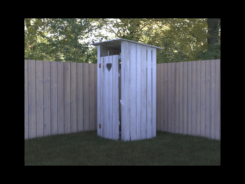old WC in a village in 3d max vray image