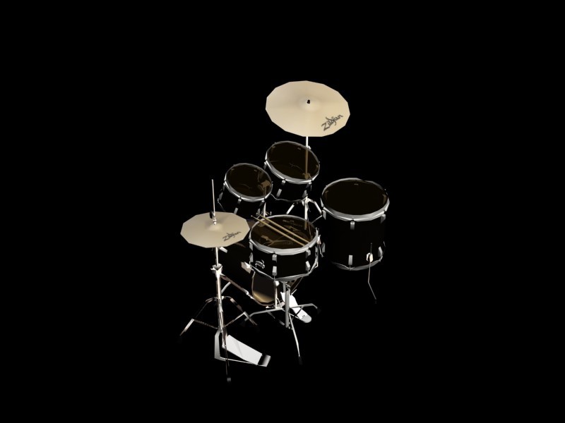 drum set in 3d max mental ray image