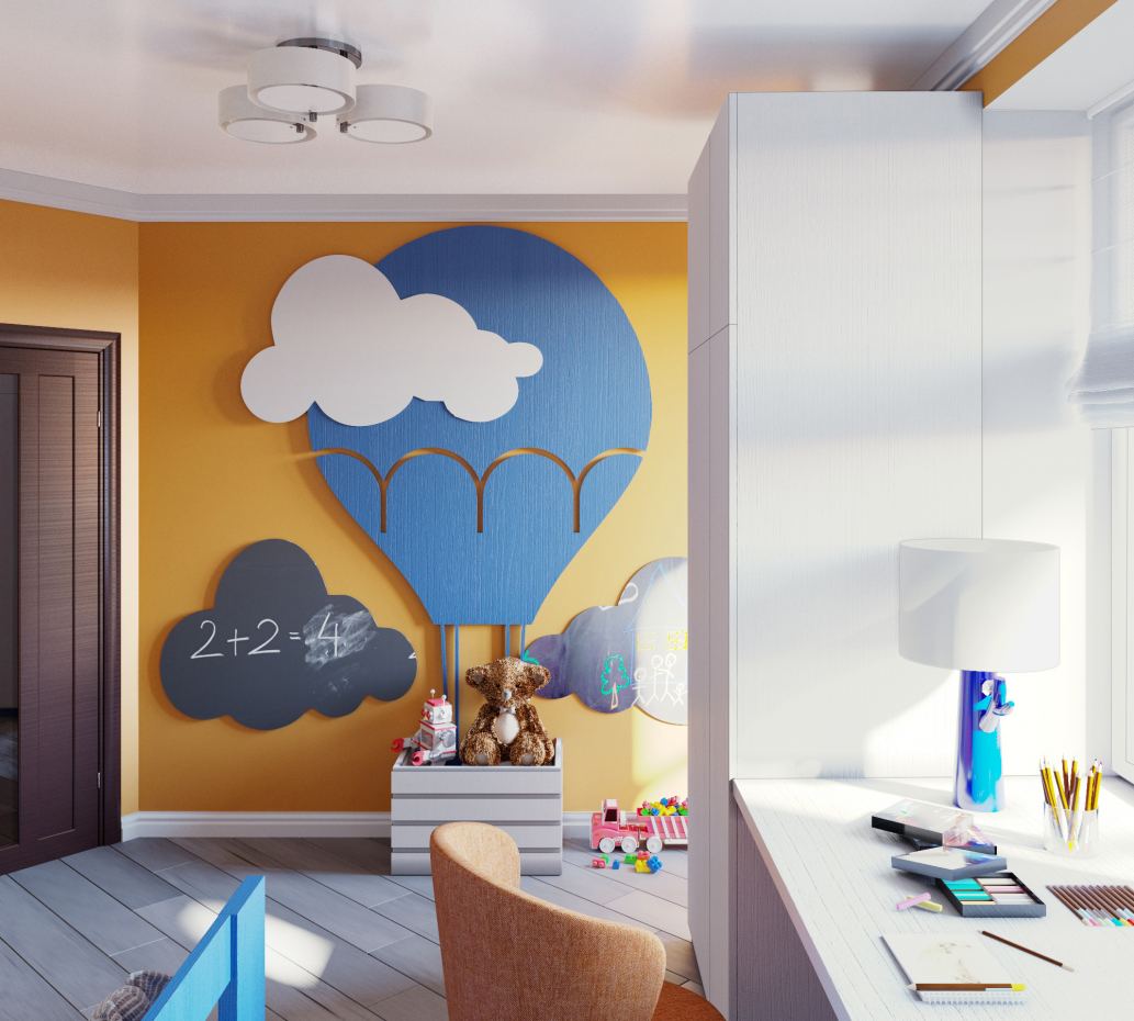Bir çocuk için çocuk odası in 3d max corona render resim