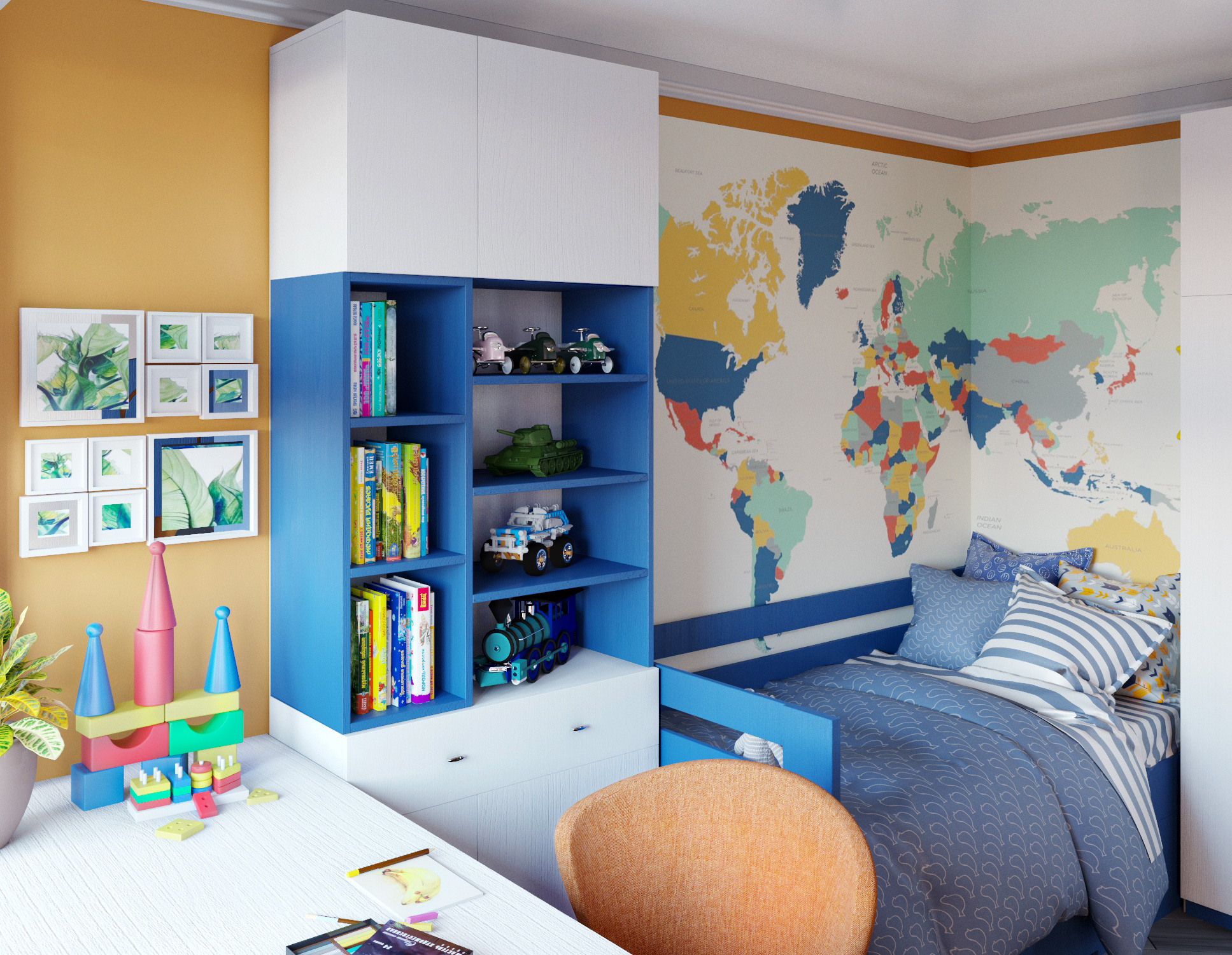 Bir çocuk için çocuk odası in 3d max corona render resim