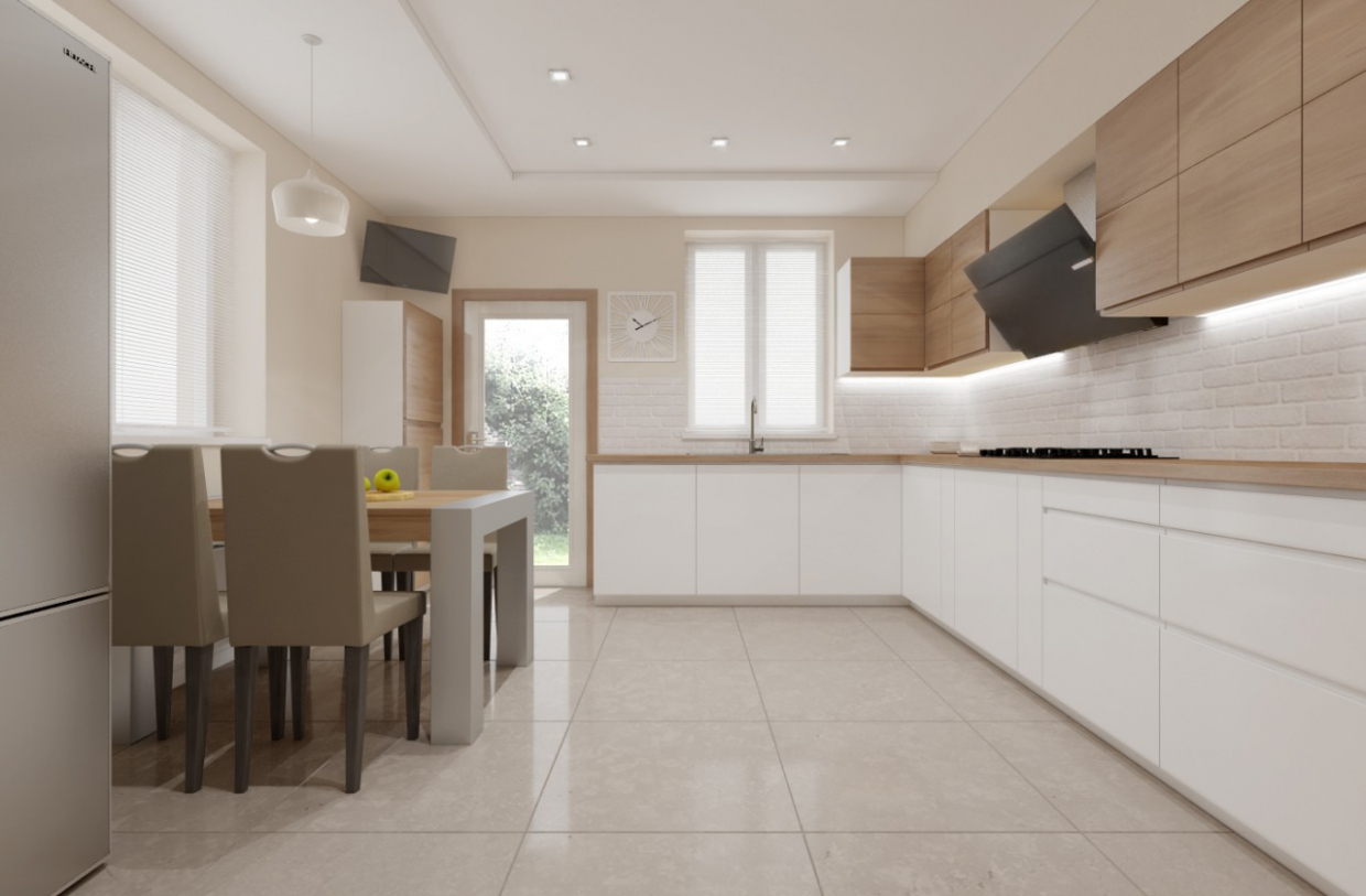 Дизайн интерьера кухни в 3d max corona render изображение