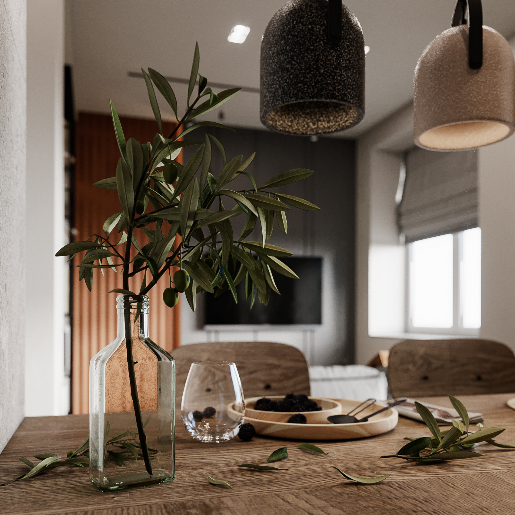Studio design visualization for a young couple in 3d max corona render image