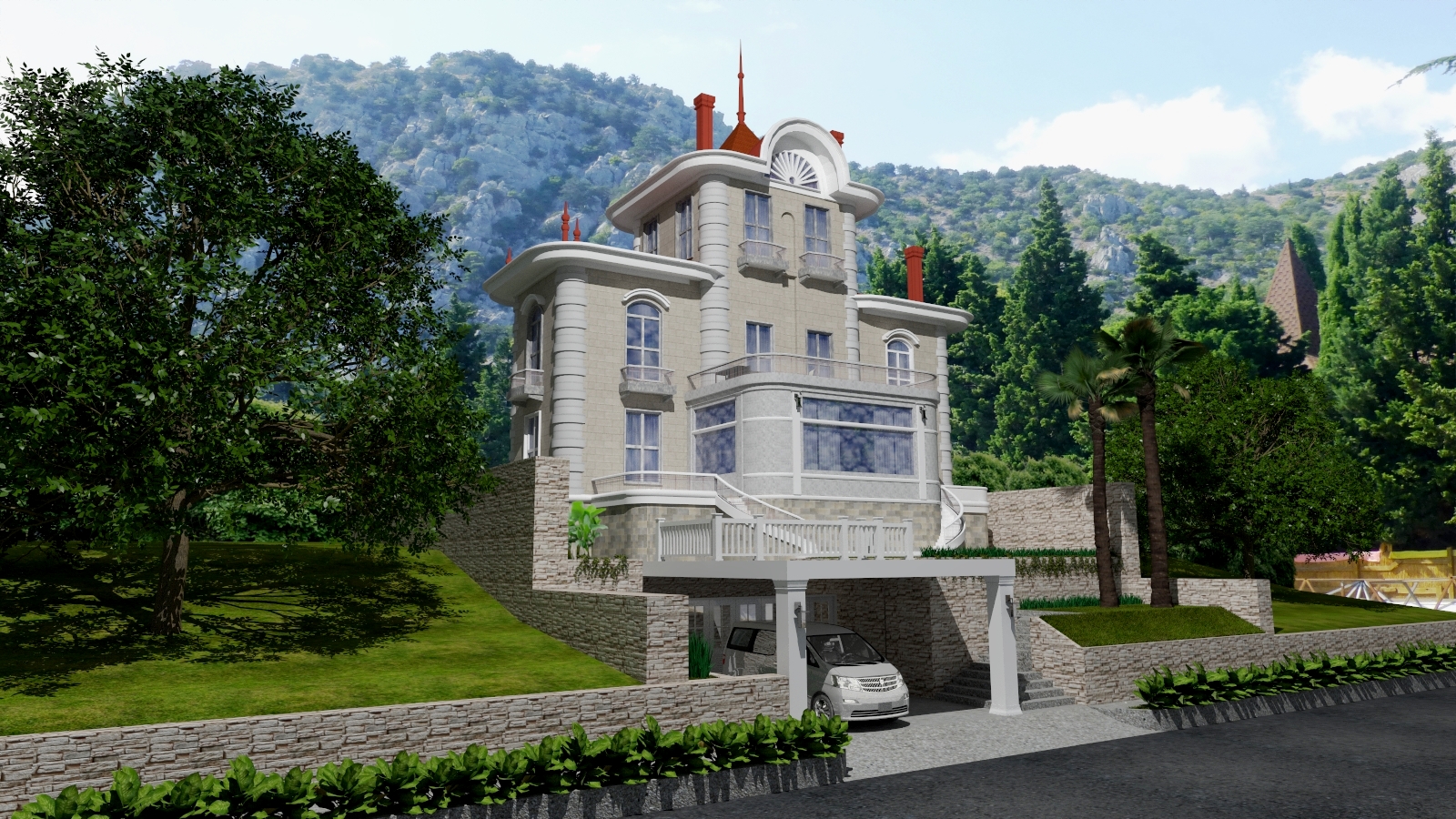 Exterior of the house. in SketchUp vray 3.0 image