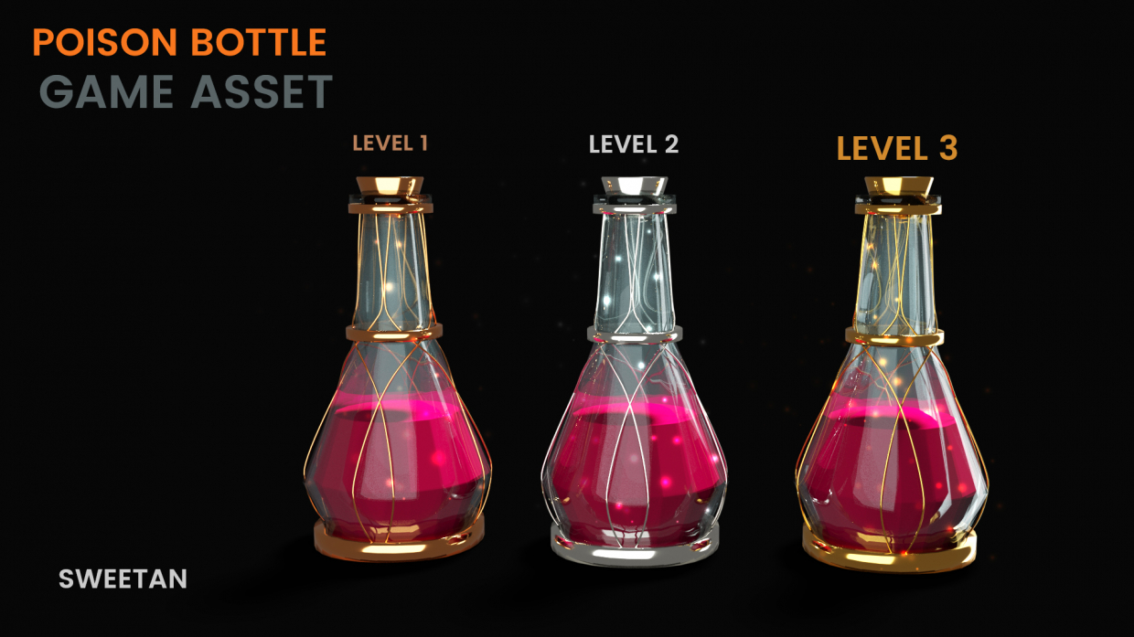 3D Poison Bottle - Game asset in Blender cycles render image