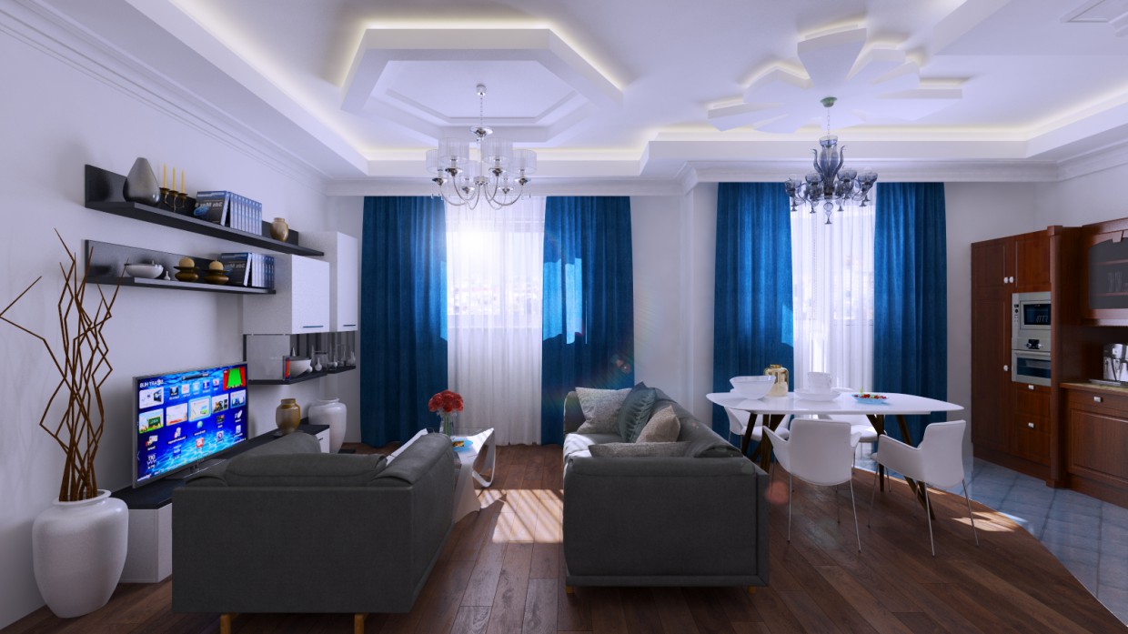 imagen de visualización de la sala de estar en 3d max vray 3.0