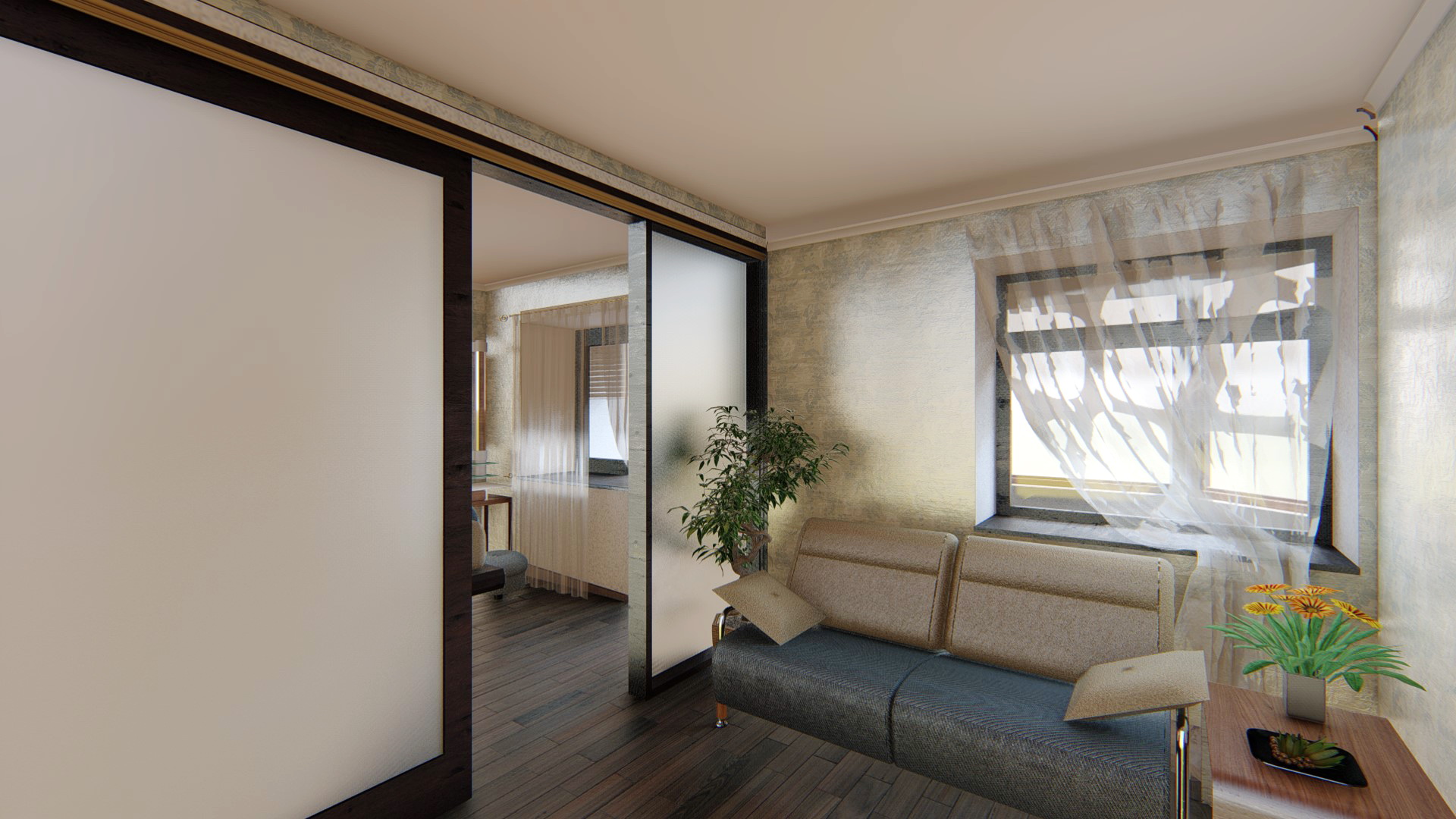 Separação do corredor no apartamento. em ArchiCAD corona render imagem