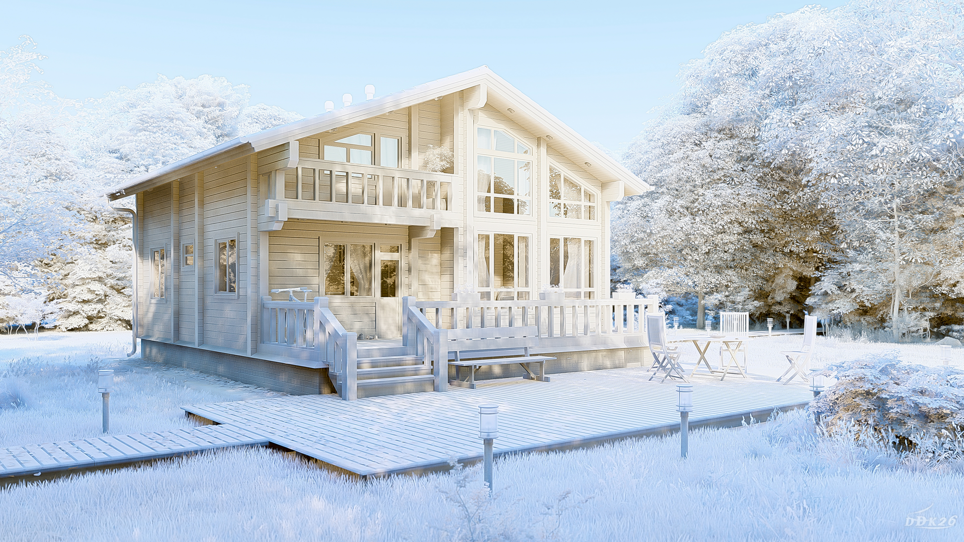 imagen de Proyecto de casa de madera de chapa laminada en 3d max vray 3.0
