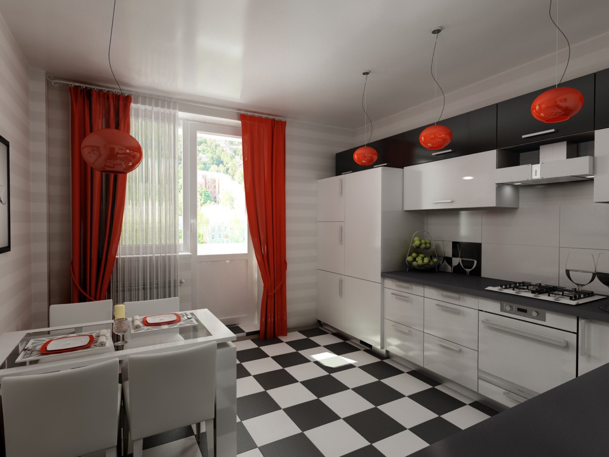 Kitchen 12 sqr m in 3d max vray image