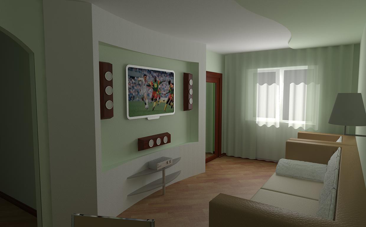 एक कमरे का फ्लैट 3d max vray में प्रस्तुत छवि