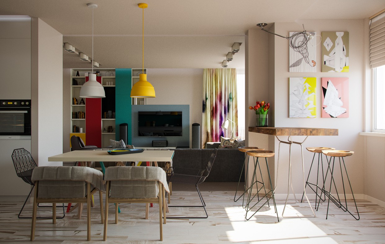 70 qm Wohnung in Kiew in 3d max corona render Bild