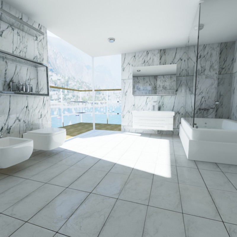 Casa de banho no quarto do hotel em 3d max mental ray imagem