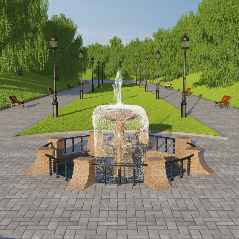 Springbrunnen im Park in 3d max vray Bild