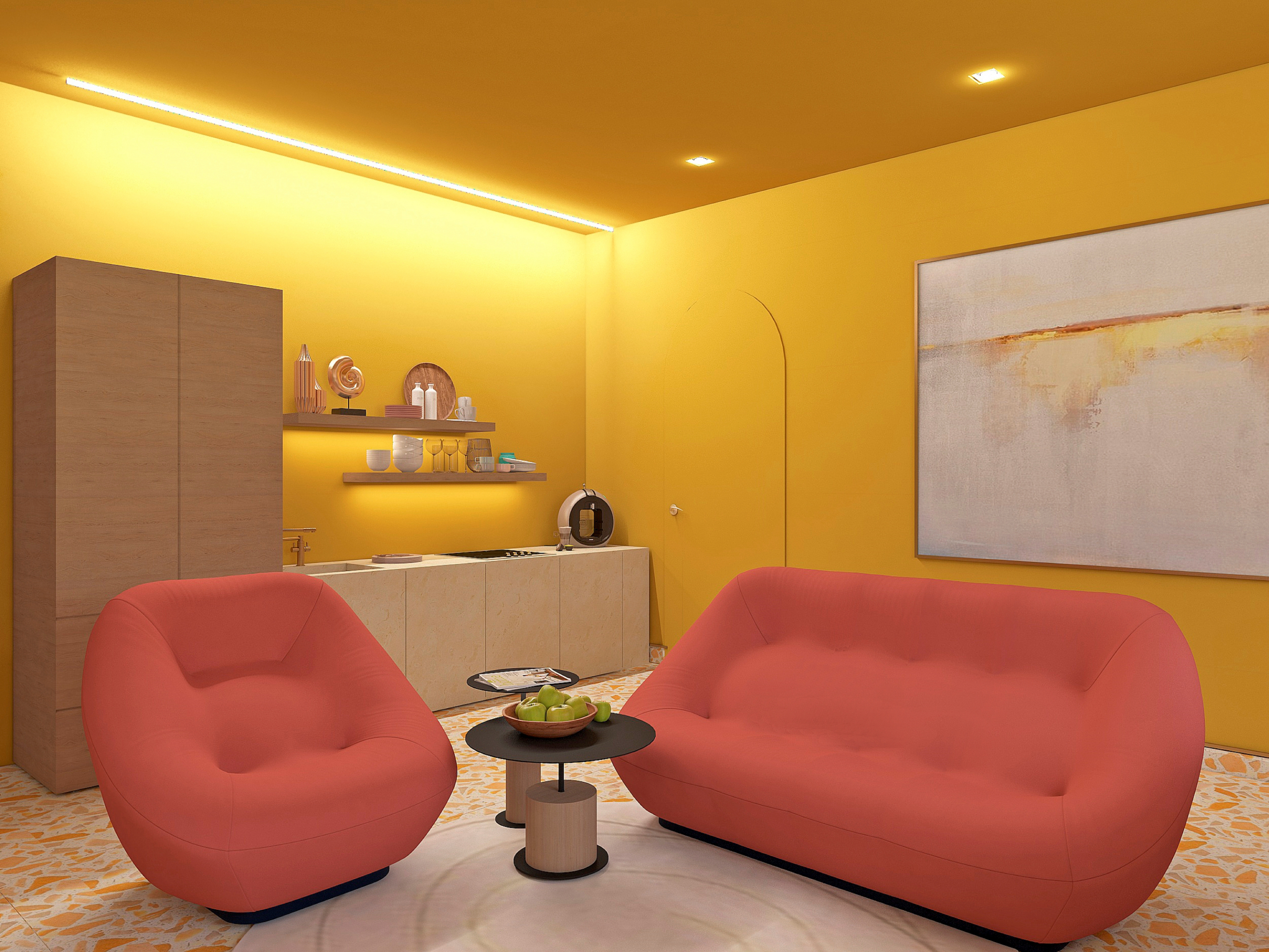 kitchen-living room "On its own wave" in 3d max vray 3.0 image