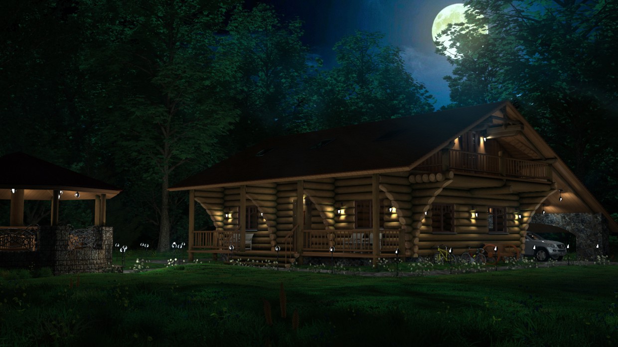 Wood House в 3d max vray изображение