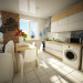 One-room apartment in Cinema 4d vray image
