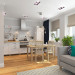 Küche-Wohnzimmer im skandinavischen Stil in 3d max vray Bild