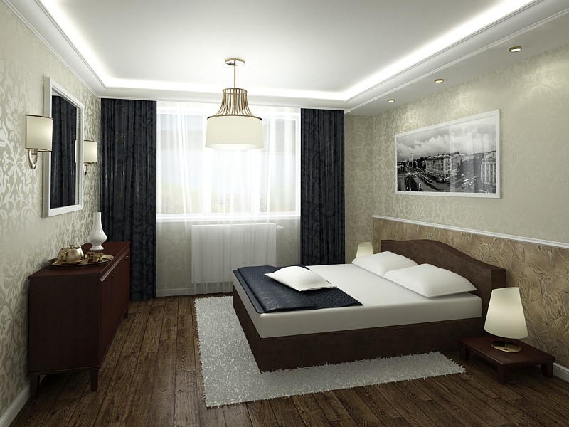 Спальня для семейной пары на Короленко в 3d max vray 3.0 изображение