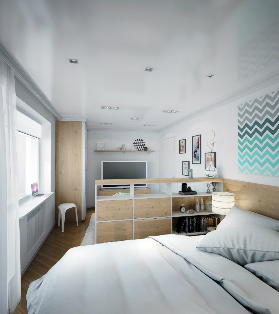 Zoning in a studio apartment in 3d max vray image