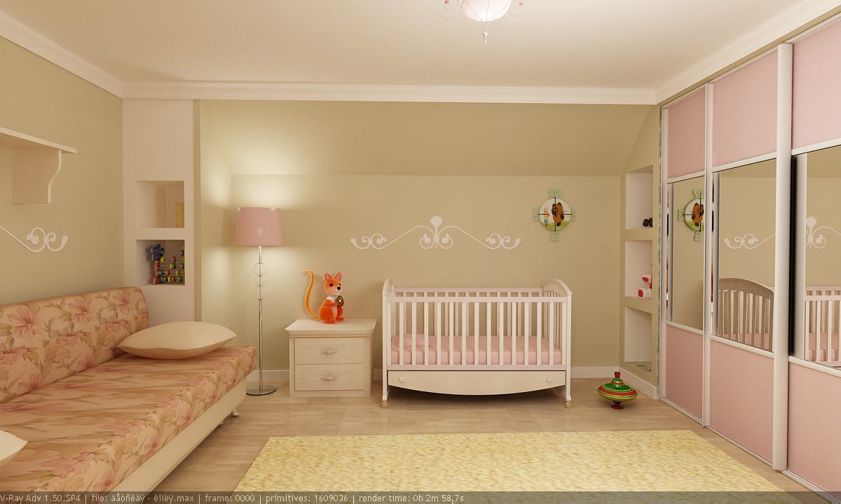 room for girls in 3d max vray image