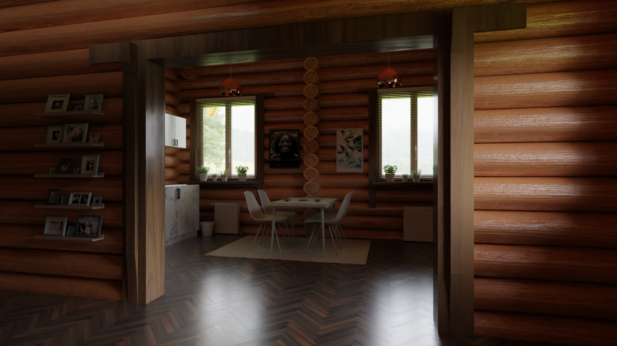 Wooden House in Blender cycles render image
